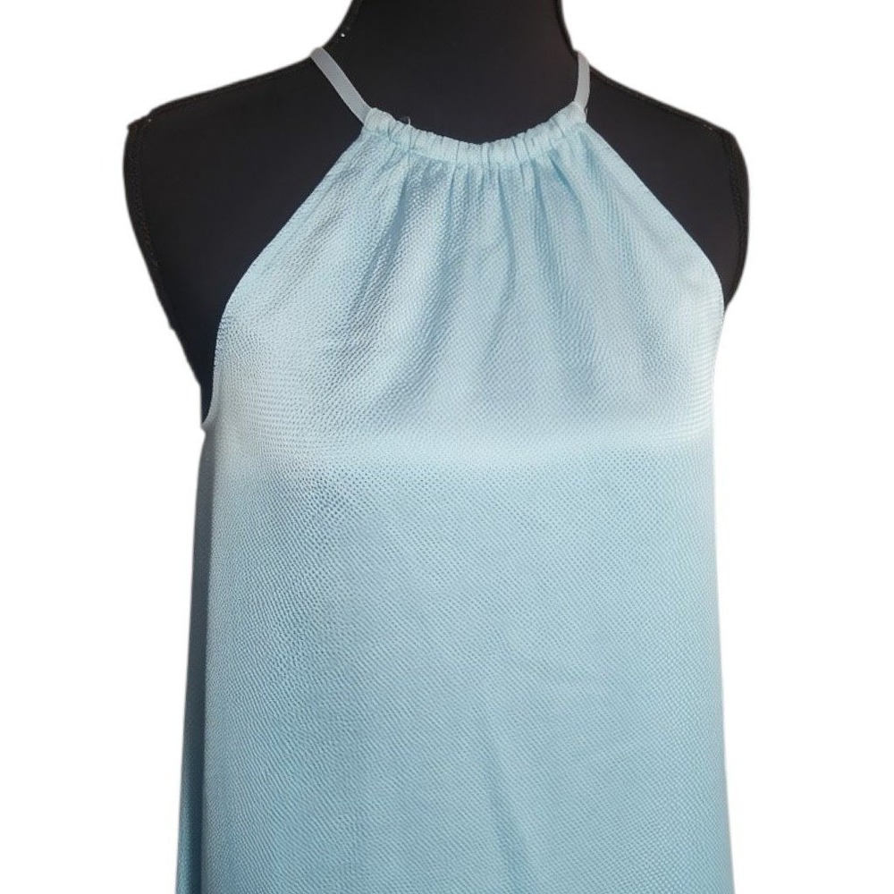 TED BAKER LONDON Roxieyy Halter Midi Dress Blue XSmall Hammered Satin NWT $260 - Picture 2 of 7